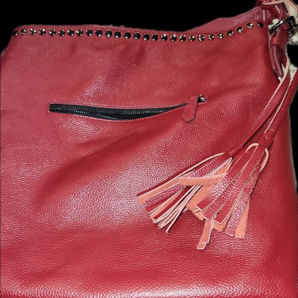 LAGGO REED-Red studded leather Tote - Picture 4 of 6